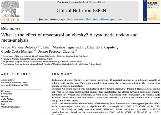 A suplementação com resveratrol pode ajudar no tratamento da obesidade?