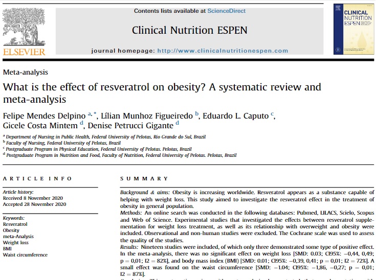 A suplementação com resveratrol pode ajudar no tratamento da obesidade?